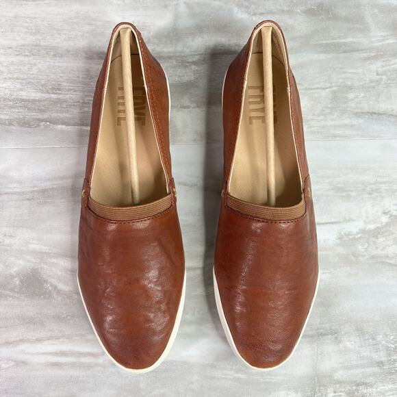 FRYE Melanie Womens Slip-On Leather Sneaker Cognac/Brown Flat Ballet Shoe Size 8 - Picture 2 of 10